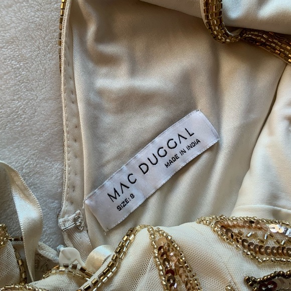 MAC DUGGAL Sequin Leaf Plunging Sheath Gown
